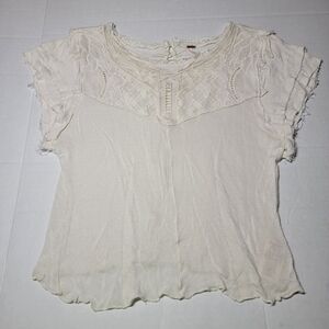 Free‎ People Ivory Lace Accent Blouse